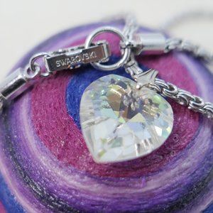 Heart Gem Pendant Swarovski Byzantine Chain Necklace